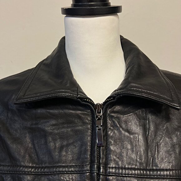 Avanti Vintage Motorcycle Genuine Leather Jacket Full Zip Collared Biker Coat - Picture 7 of 11